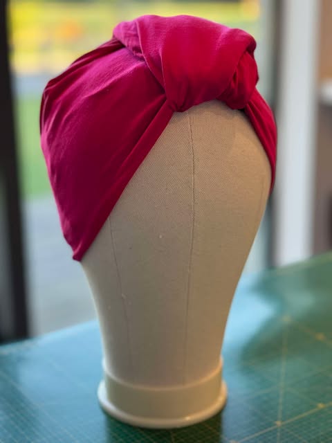 SAMPLE SALE - Silk Lined Tubular Hair Wrap - Berry Colour - Petite Size